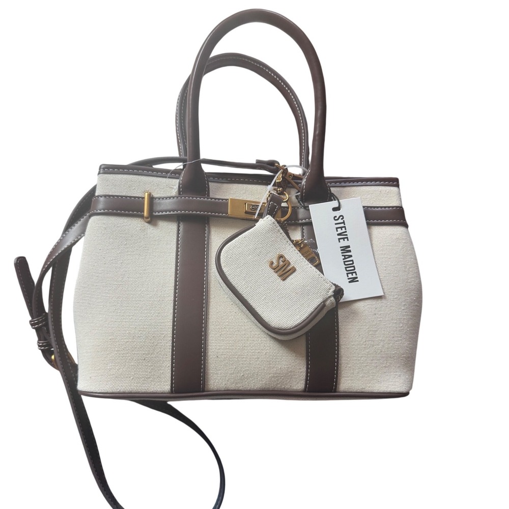 Steve Madden Canvas Tote Crossbody Detachable Stray Wallet Charm Bag Brownโ NWT